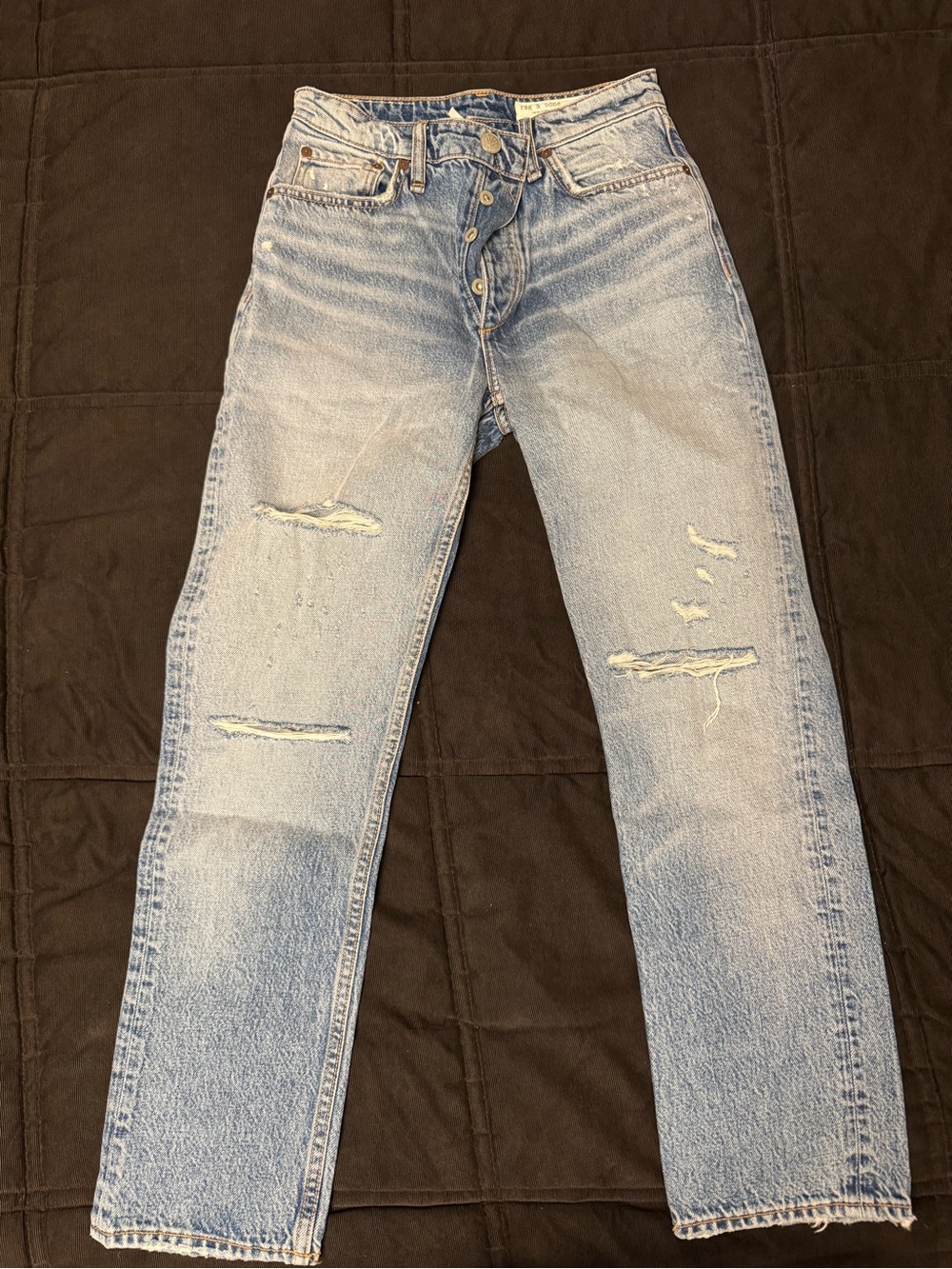 Light Blue Distressed Men’s Jeans - Classic Straight Fit